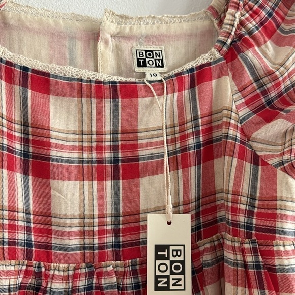 Bonton Plaid Tiered Dress Size 10 NWT - Picture 5 of 9